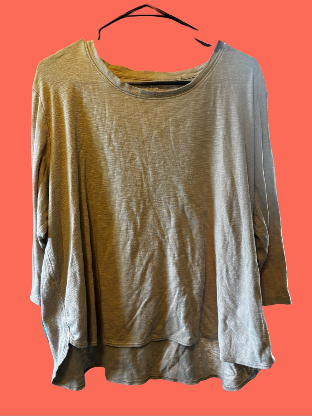 Women's Relaxed Long Sleeve Scoop Neck Top - beige